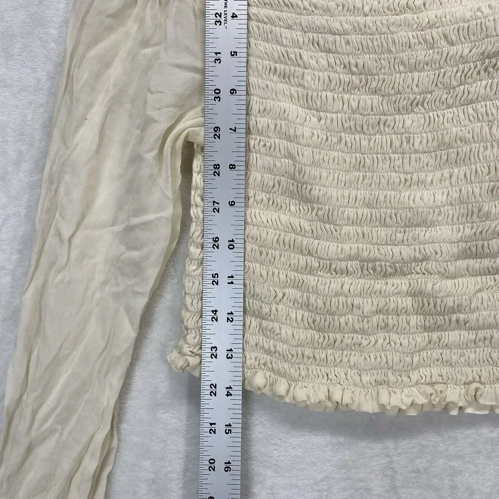 Reformation long sleeve‎ Smocked crop top Womens Small Y2K boho - flaw